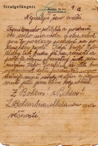 Dopis na rozloučenou 12. prosince 1943