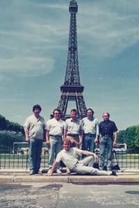 Jiří Lejsek (first from right) with members of the band Domestic in Paris, 1990s 