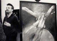 Opening of Jiří Hastík’s exhibition in Olomouc, 1980s