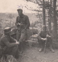 Witness's father (centre) on the eastern front