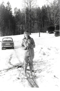 Skiing in Lučany nad Nisou, Jizera Mountains, 1980 
