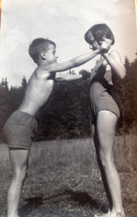 Pavel Trojan with his sister Blanka, 8-9 years old, at an evangelical summer camp