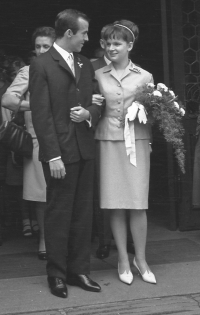 Marie Kučerová with Karel Kučera, wedding, 1965