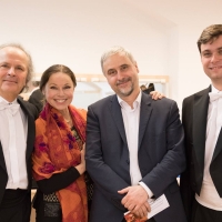 Václav Hudeček, Eva Hudečková, Pavel Trojan and Jiří Vodička in the musicians' dressing rooms at the Prague Conservatory, November 2018