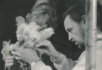 Jiří Berger at work on a film, Barrandov, 1970