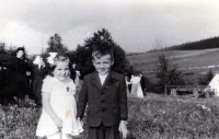 Ludmila Jahnová with her brother / Jakartovice / around 1955