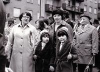 Ludmila Jahnová with her daughters / 1 May / Horní Benešov / probably early 1980s