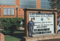 In front of the United States Air Forces base, England 1993