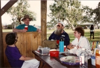 Family picnic. From the left: Marta Sturt (sitting), her Irish friend Sam, husband Miroslav and his Czech cousin, in the 1990's
