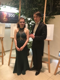 Son Pavel Trojan Jr. with Marie Hasoňová during a concert at which he conducted a performance of his father's 2nd Violin Concerto with Marie H. as soloist 