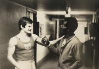 Before the match with later Olympic champion Martinez of Cuba, Honvéd tournament, Budapest 1977
