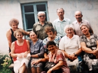 Marie Kadeřábková (in the foreground) with relatives and friends on a visit to Volyn in 2001