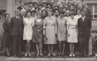 Teacher's beginnings, Horšovský Týn primary school, early 1970s. Witness in the third row