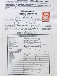 Sylva Šantava's (Krohová) Protectorate report card