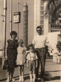 Sylva Šantavá with her family in Egypt, where her husband worked