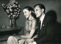 Darja and Alfréd Kocáb, wedding photo, 1952