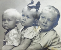 Jindřich Marek (on the right) with his sister Jaroslava and brother Josef, circa 1946
