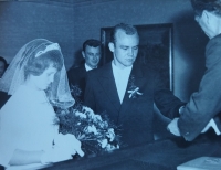 Jindřich Marek with his wife Libuše at a ceremony in Jablonec town hall, July 11, 1964
