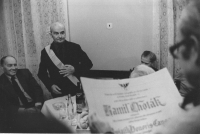 Kamil Lhoták's appointment as a honorary aviator, 1980s