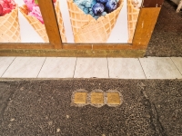 Stones of the disappeared in front of the former house of Jiří and Alžběta Stadler's grandparents, 2023