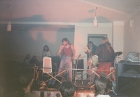 The Quasimodo Bells concert in Trstěnice in 1993. Vocals by Jiří Fiala, Vladimir Metud Svoboda standing with his back to camera