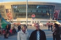 Olha Donechchanka and her husband, Donbas Arena stadium, 2012