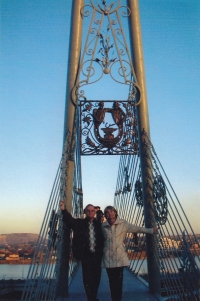 Olha Donechchanka and her husband on the bridge near the Donbas Arena stadium, 2012
