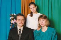 Olha Donechchanka with her husband and daughter, September 1996
