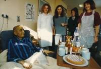 Roman Včelák in a hospital in London where he underwent bone marrow transplant, 1993