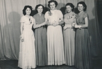 Ludmila Tůmová (second from right), dancing, early 1950s