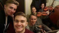 Yaroslav and his fellow students at the music college. Lviv, 2015