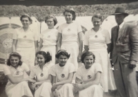 With girls from archery team; Eugenie is second from left in bottom row