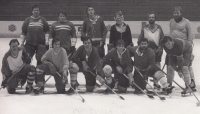 Dukla Habartov mine hockey team, the witness is in the bottom row, the third one from the left
