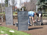 Installation of hearts from Milan Exner's workshop in Poděbrady Spa Park, 2006