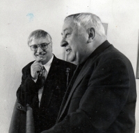 With Miroslav Horníček at the Moravian Theatre in Olomouc, 1998