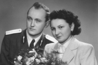 Wedding photograph of Milan and Hana Fičurovi, 1953