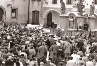 Záběry z generální stávky, 27. listopadu 1989, Český Krumlov