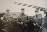 Peter Petras with other soldiers during compulsory military service