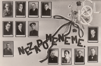 Uherskobrodští Sokolové popravení během 2. světové války. Otec Jan Hulák v 2. řadě uprostřed