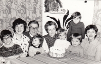 Stanislava Kulová with her family, 70s