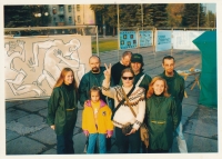 "Climate is Changing – Time to Act" tour of the National Ecological Centre to collect signatures demanding ratification of the Kyoto Protocol. Yenakiieve city, Donetsk Region, 2003.
