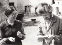 S manželkou Janou Peškovou na Dobrkovickém mlýně, 80. léta