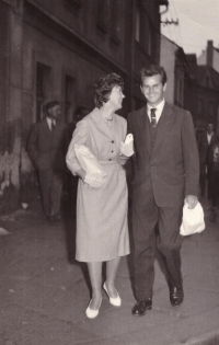 Hana Panušková with her husband Miroslav Panuška in Strakonice around 1960