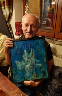 Oldřich Navrátil s obrazem Pavla Hlaváče