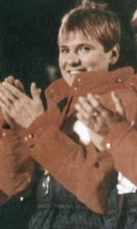 Blanka Paulů na zimní olympiádě v Sarajevu 1984 po zisku stříbra ve štafetě