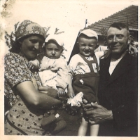 Mrs. Breníková's grandfather František, with whom the Italians were staying, with Aunt Věra and her two sons