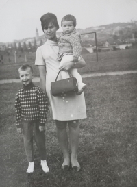 With children on a walk, 1968
