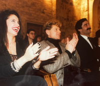 Jan Lukšík (right) with Lucie Bílá and her manager Ondřej Málek, 1990s