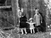 Marie Obrusníková (left) with the neighbours' daughter, Kobeřice, circa 1939