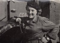 Anna Sazamová in the 1950s in České Budějovice as a ČSAD driver